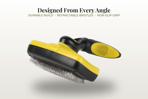 Fur & Velvet Multi-Pet Set — Yellow brush, hero angle